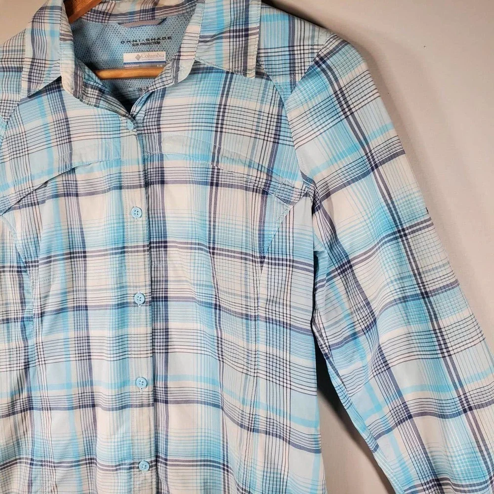 Columbia Silver Ridge Plaid Long Sleeve Shirt Blue Size Small - Picture 3 of 13